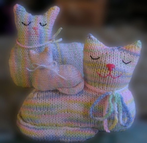 Kristina's birthday & D's armrest  kitty pillows & wee prototype