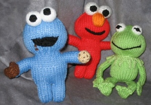Cookie shows his stuff!  Cookie, Elmo and Kermit